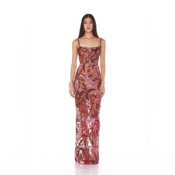 NWOT Bronx and Banco DAHLIA LEON EMBROIDERED EVENING DRESS - Picture 1 of 13